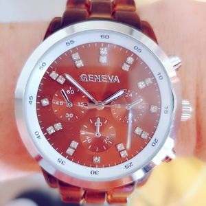 Geneva Boyfriend Unisex Chunky Tortious Watch